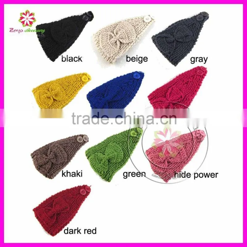 Winter Flower Knit Crochet Headwrap Headband ear warmer headwear wrap hairband