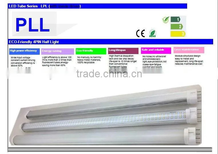 Golden supplier 4 pin plug in 15w pll led tube 2G11 LED