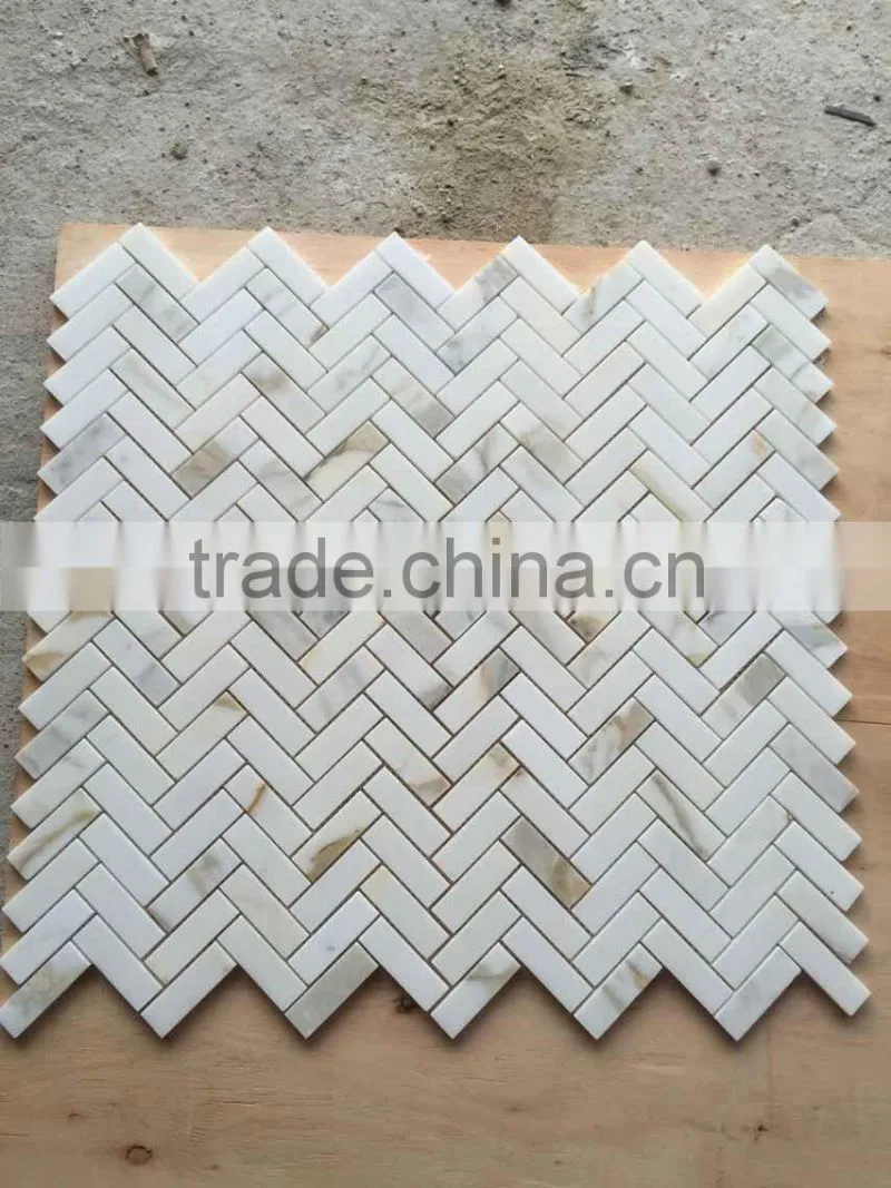 High Quality Polished Calacatta Gold Marble Mosaic for floor mosaic and Wall Mosaic
