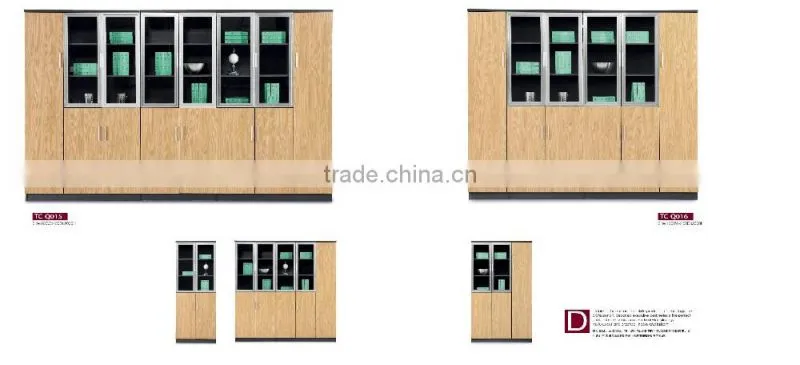 MDF wood glass door cabinet