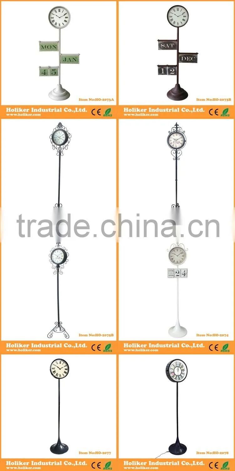 1.4m high metal stand clock with day and date display