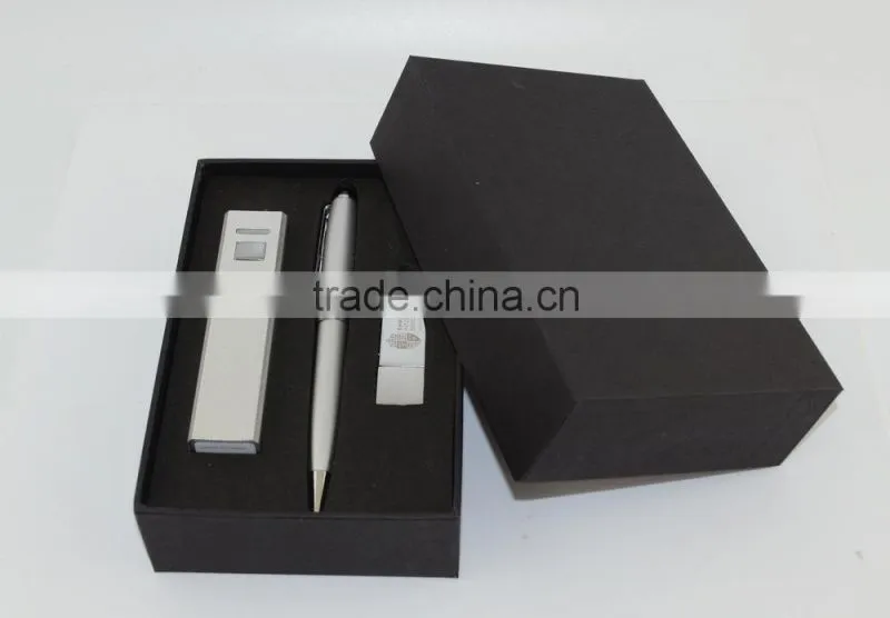 Metal power bank and usb disk and stylus pen made custom Business gift set