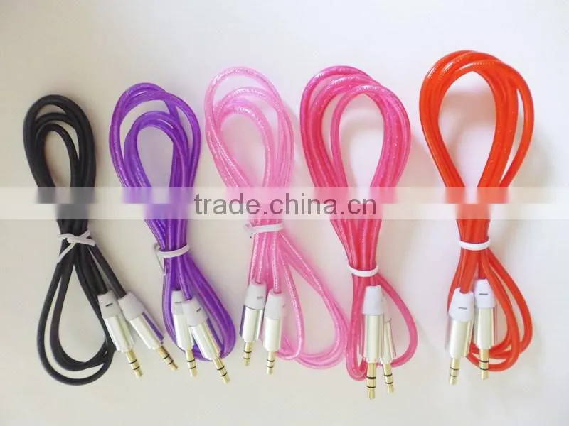 DC3.5 transparent colorful Audio&Video cable with aluminum foil /5 colors