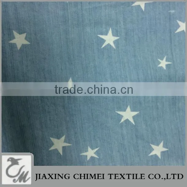 jiaxing warp slub of printed cotton denim with cheap price of denim jeans