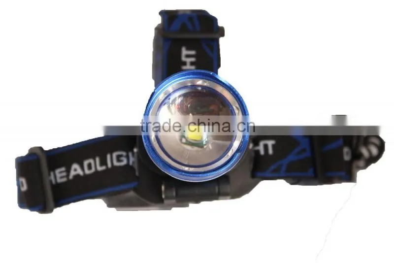 high power rechargeable zoom function LED headlight aluminum headlamp