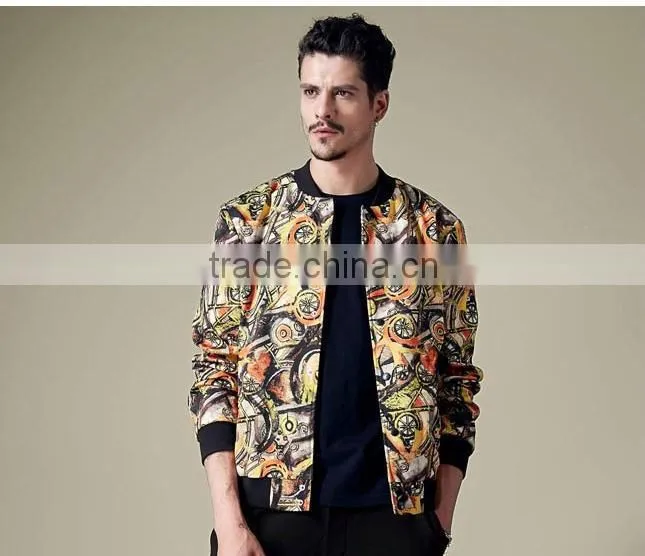 The 2015 men's casual fashion print Hooded Jacket