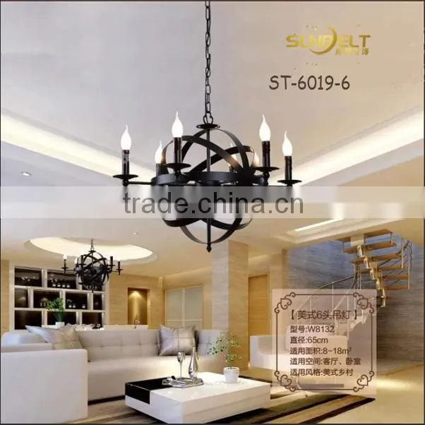 ST-6019-6 Sunbelt The globe antique wrought iron chandelier, contracted sitting room chandelier American country chandelier