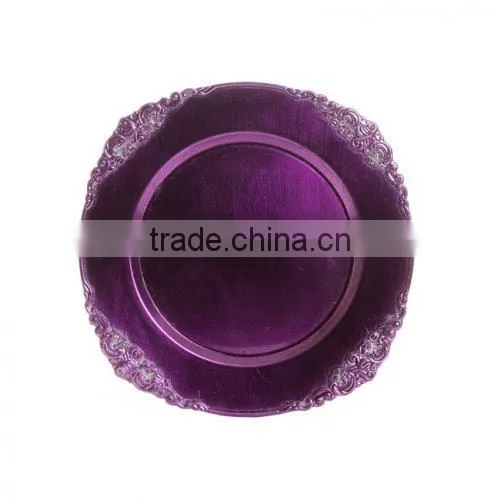 Plastic colorful baroque charger plates