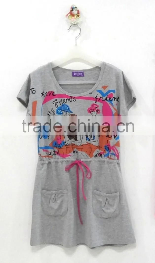 Summer special handsome round collar draw string pajamas women