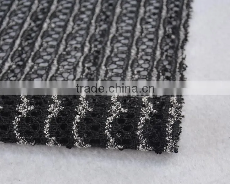 Jiufan Textile 2015 High Quality Fancy Fabric TR Sequined Knit Stripe Fabric For Sweater