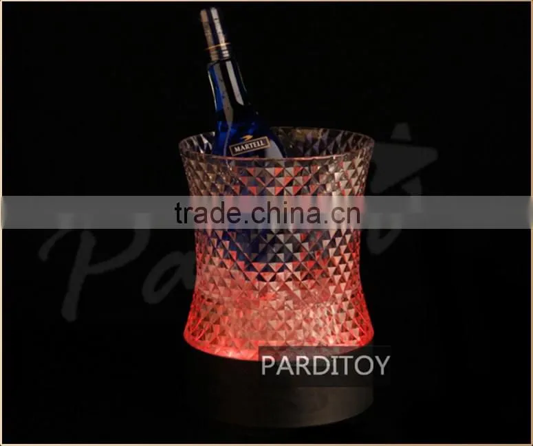 Bar cylinder shape diamond led lighted champagne ice bucket