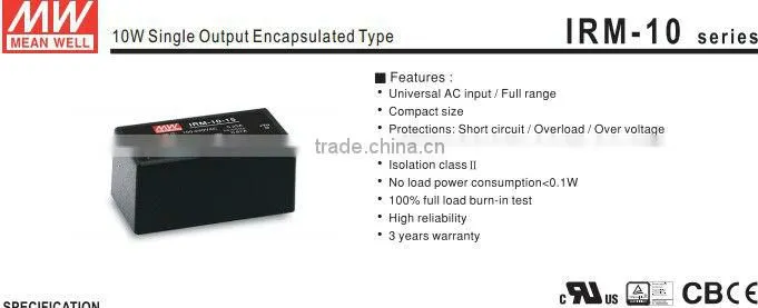Mean well 10w 3.3v single output power supply/10W Single Output Encapsulated Type