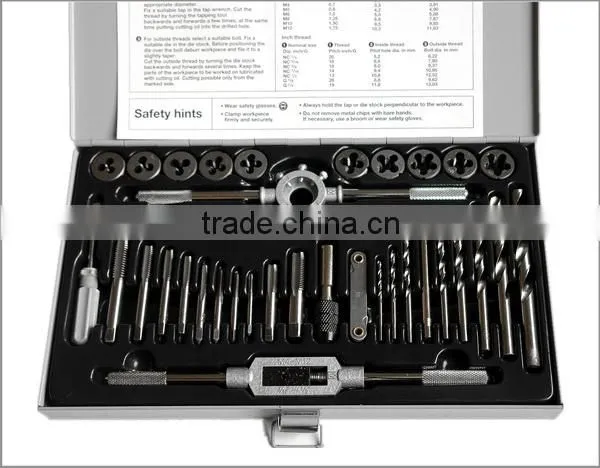 Customized cheap BSP tap and die set with drill bit set 34pc in iron box