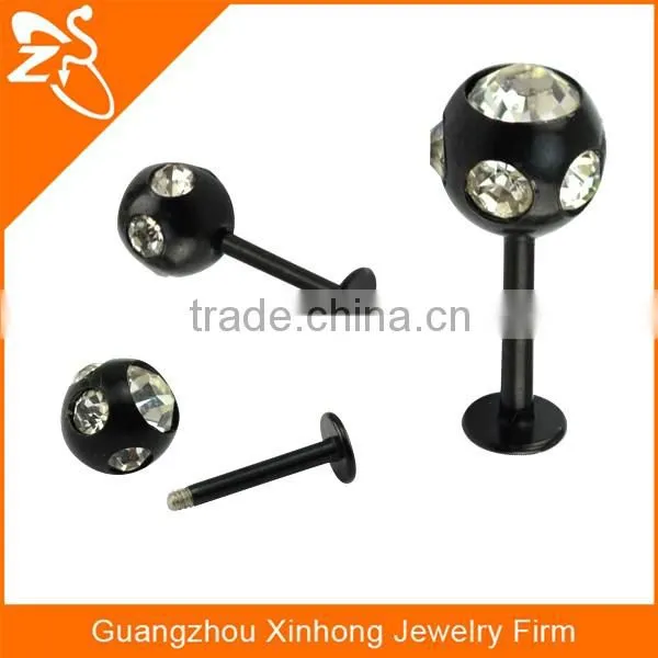 14g diamond body flat lip piercing
