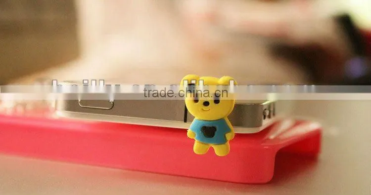 2013 the most cute 3D mini cartoon design silicone earphone dust plug