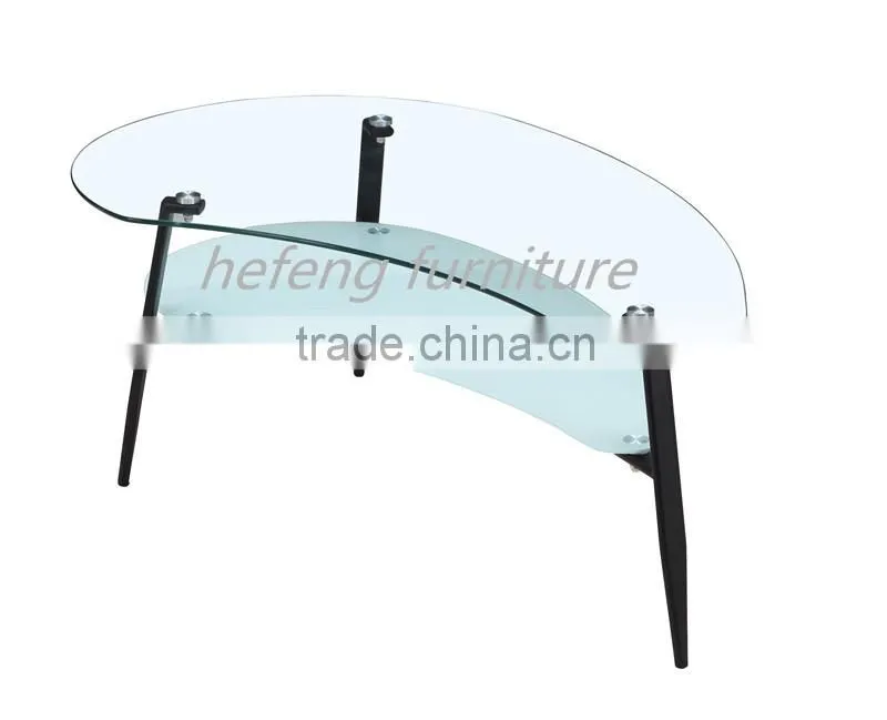 New shape cheap clear&frosted glass coffee table