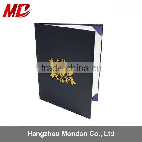 Black Polyester Graduation Certificate Folder With Three OPP Pocket-Book Style