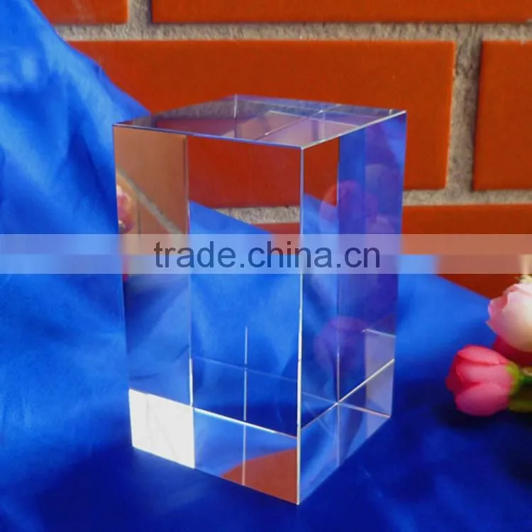 China cheap clear 3d laser engraved crystal glass block wholesale
