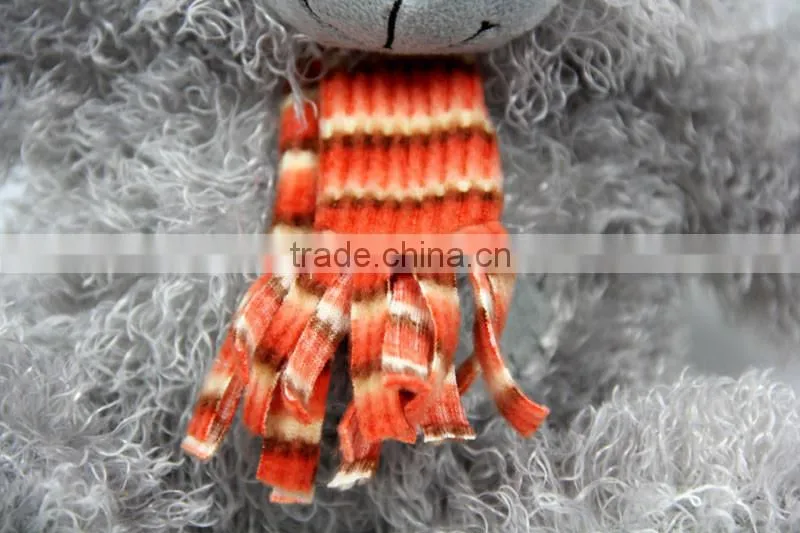 Luckiplus Hot Sale First Class Grey Bear With Scarf Safe Technology Toy For Kids