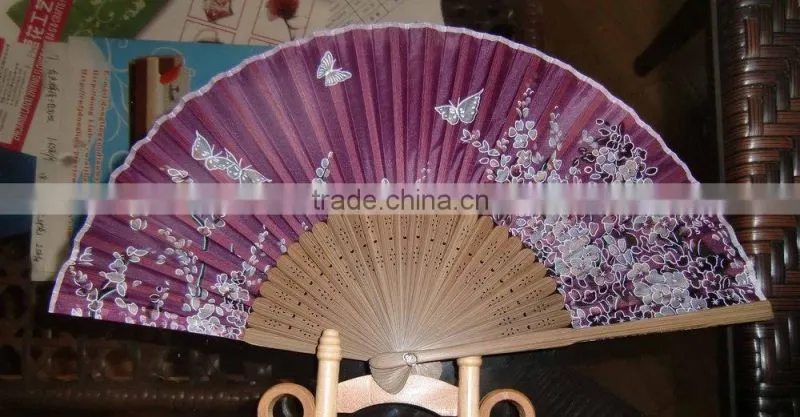 Trational hand fan bamboo handle with your logo