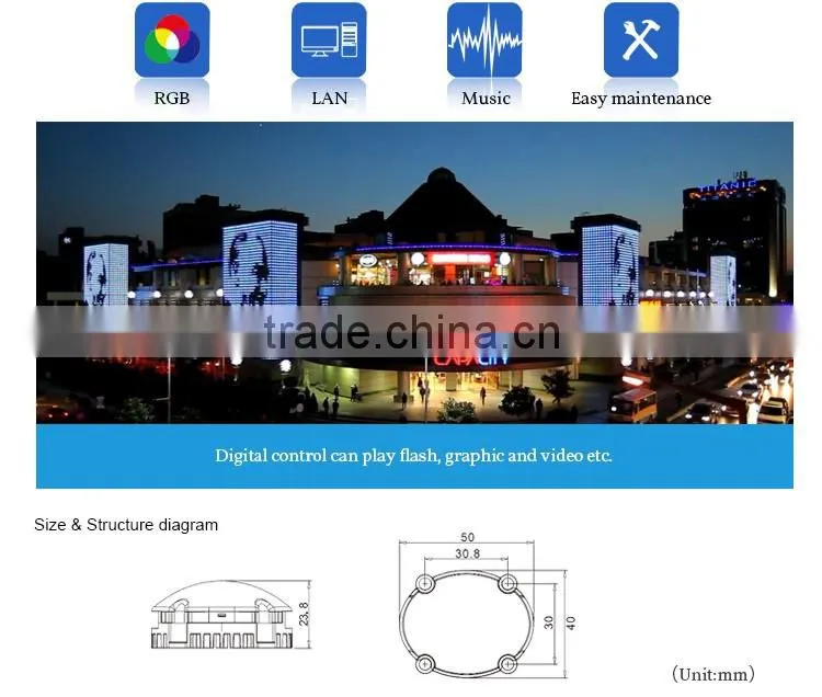 Hotel building wall outdoor light decorative music video pixel display high bright lighting
