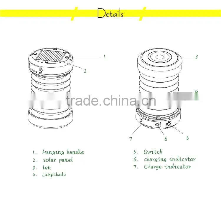 800mAh Rechargeale Led Solar Lantern USB Portable Outdoor Lamp