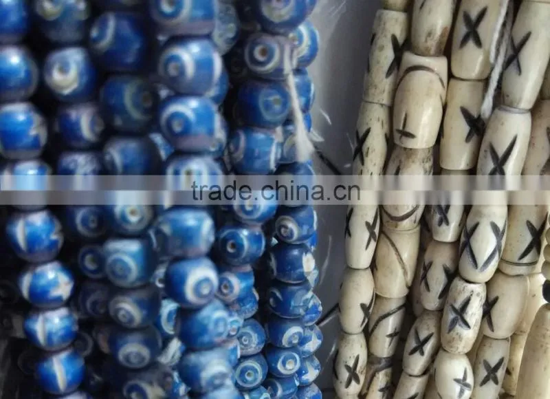 bone beads with carving in bags of 100 pieces and in sizes from 4 mm onward