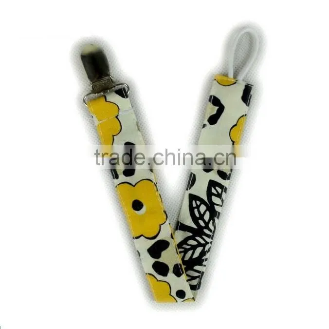 Wholesale Double-Sided Printing Ribbon Baby Soother Infants Pacifier Clips Chain