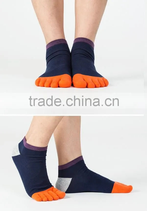 Wholesale full cotton colorful 5 toe socks fashion design socks