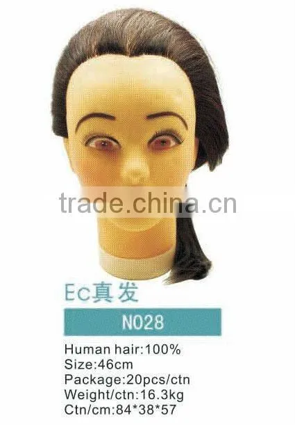 100%human hair for salon hairdressing training wig