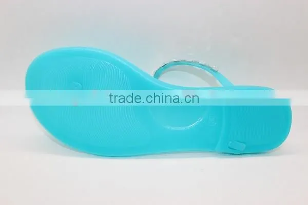 2015 New Arrival Cheap Diamond Plastic Jelly Sexy Slipper With Various Colors Women Jelly Flat