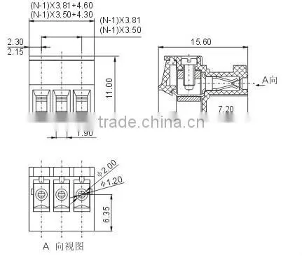 3.5 Plug in Terminal Block 300V 10A Pitch: 3.5mm/3.81mm