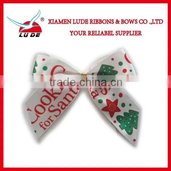 Gift packing use printed ribbon bows with elastic loop