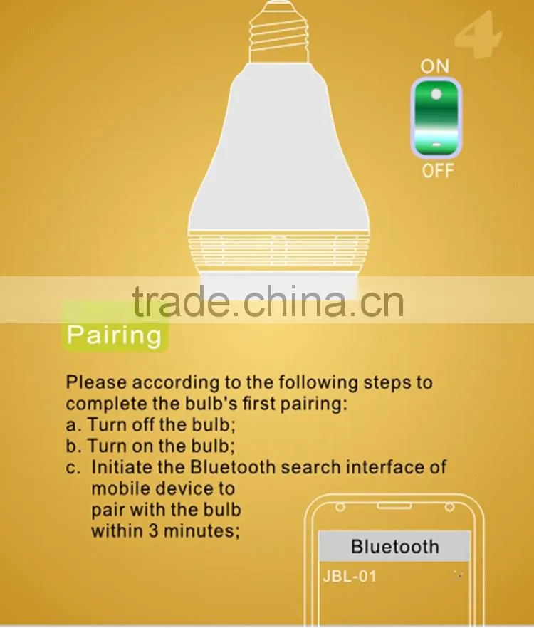 Smart Bluetooth LED Light Bulbs Wireless Control Speaker Smart Music Audio Speaker LED RGB Color Bulb Light Lamps