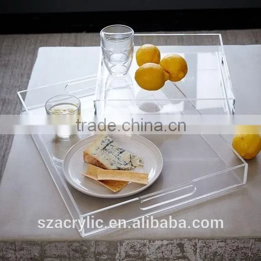 Direct manufacturer!Clear transparent acrylic tray with handles