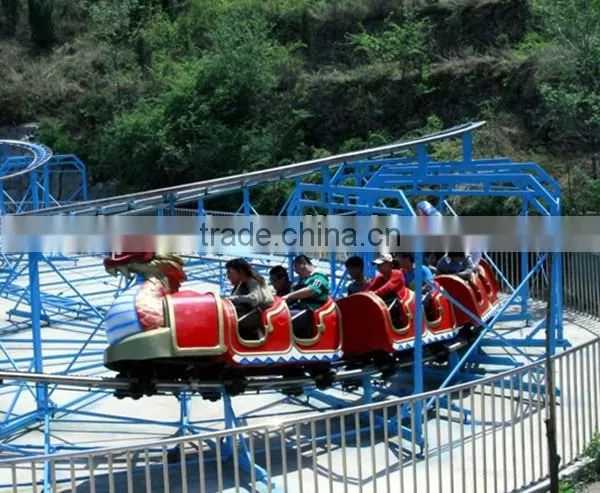 Theme park amusement rides mini roller coaster train slide dragon for children