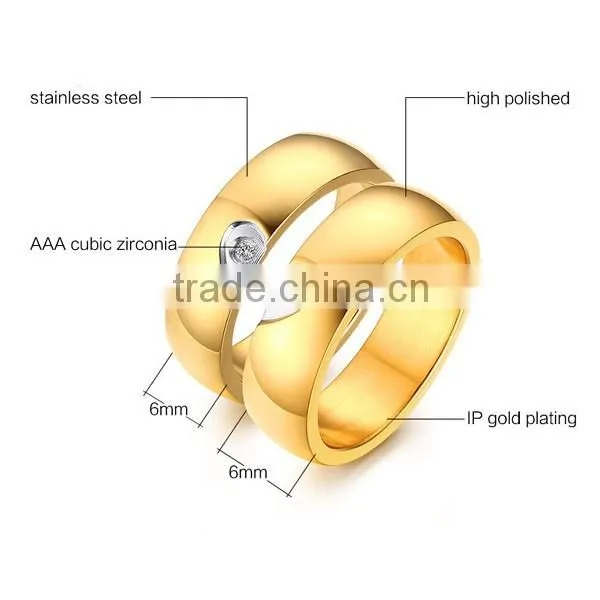 2016 Fashion High Quality Plating Gold Heart Zircon Rings