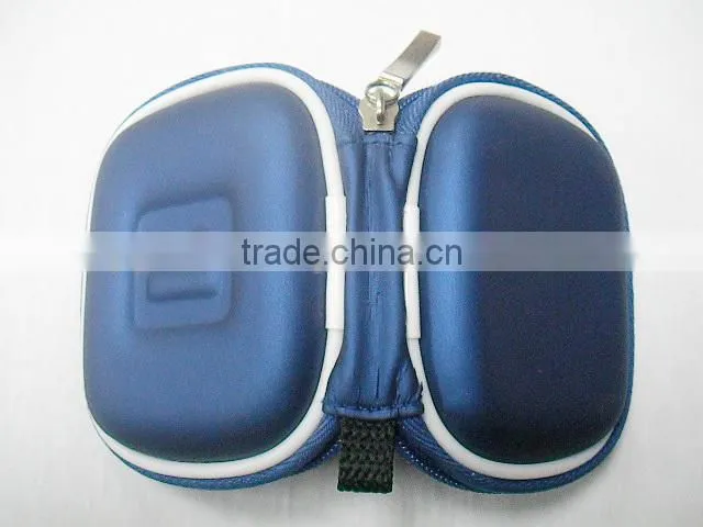 GC--Supply Blue pu cover jersey lining embossed logo cute headphone eva pouch