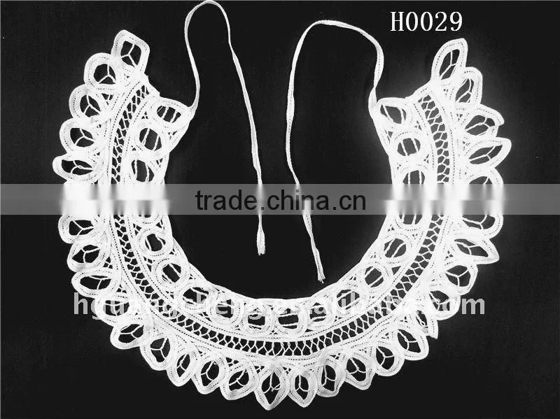 Customized crochet cotton printed lace fabric collar neck designs