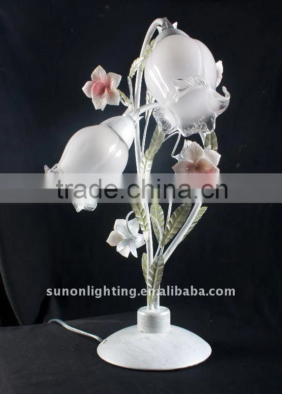 Natural double glass shade metal art table lamp