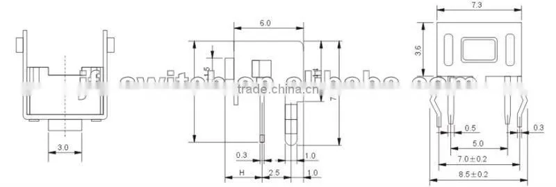 2 Pin Miniature Tact Switchs TS-1101v