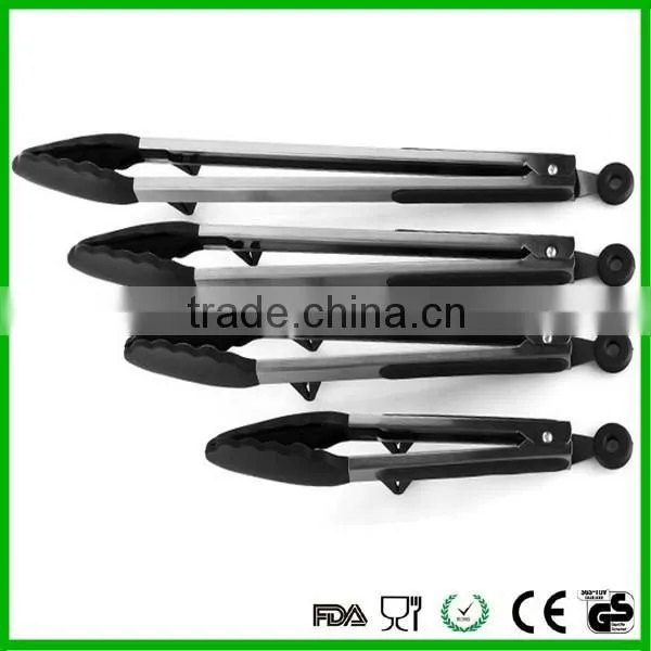 Black/ red handle Food Tongs for Cooking, BBQ Grill