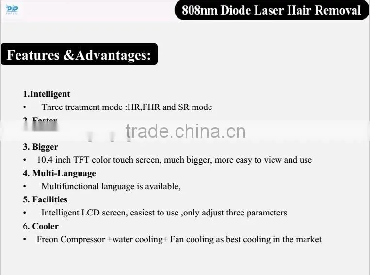 808nm diode laser machine treatment headpiecel Vertical 808nm diode laser machine for POPIPL