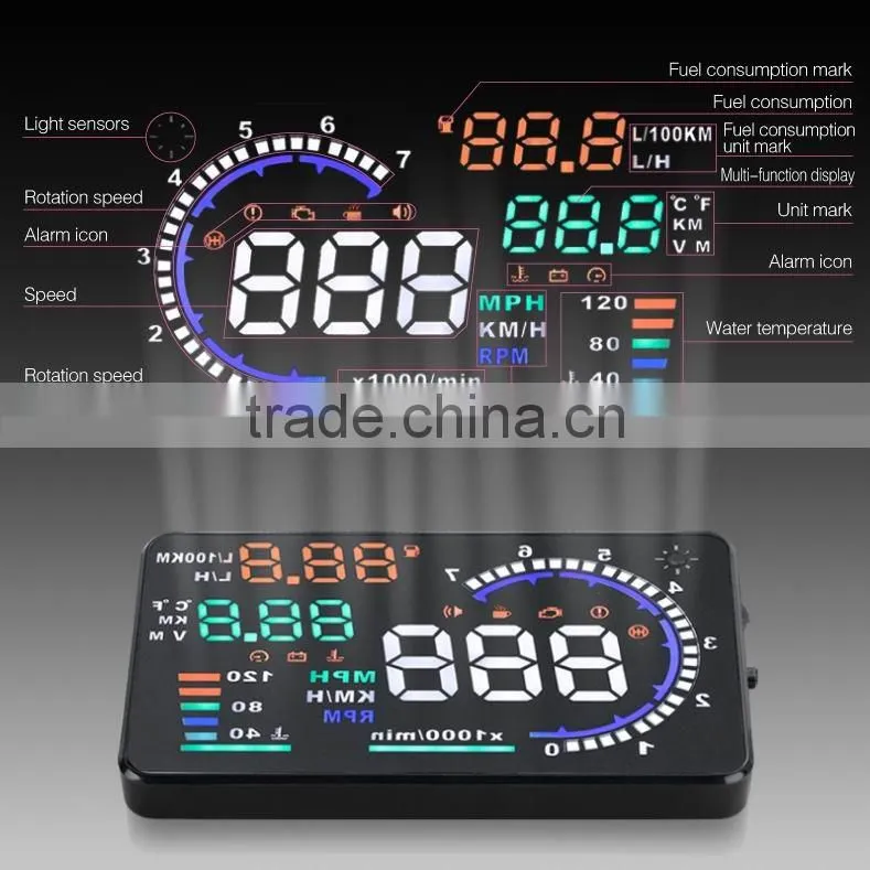 Head up display GPS OBD car speed limiter HUD A8