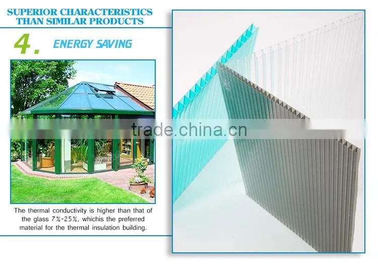 Glittering and translucent multi-wall sheet & PC sheet for warrenty 10years