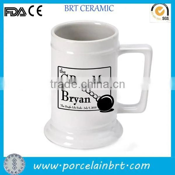 beautiful white ceramic custom shape beer mug