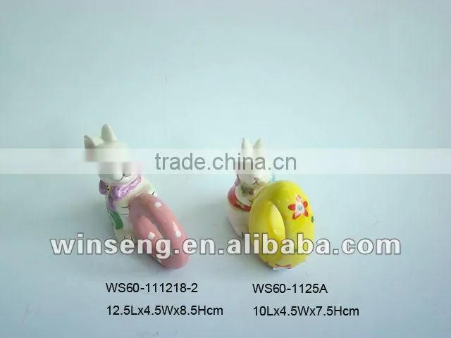 Lovely white rabbit shape ceramic napkin holder