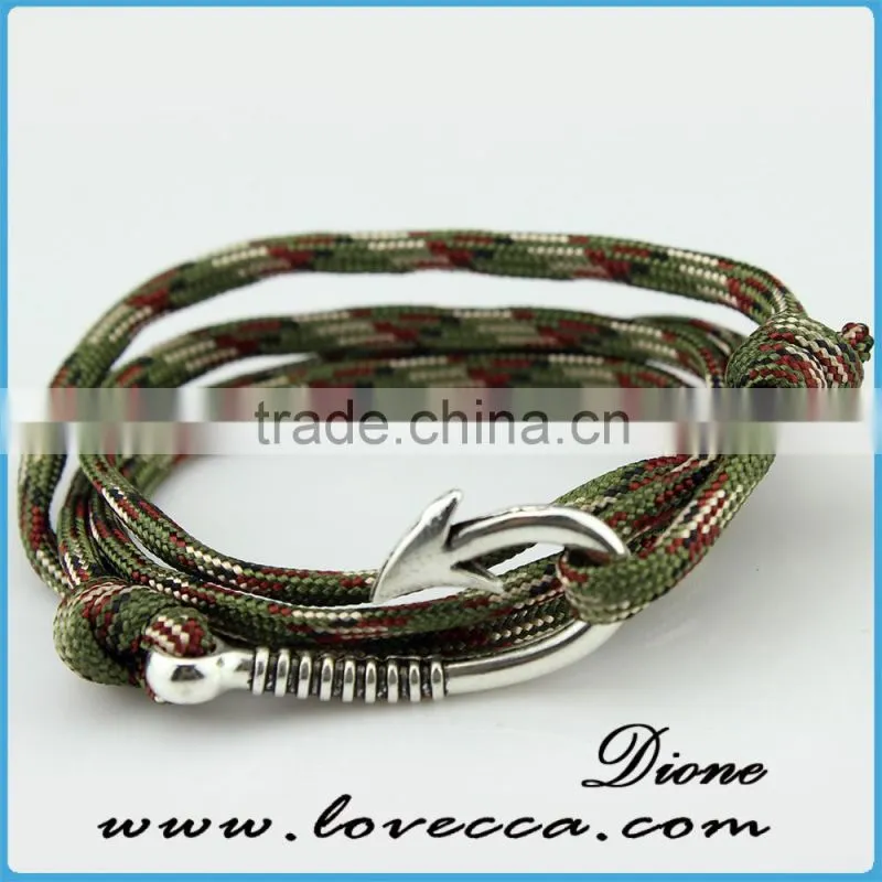 Green Color Nylon Rope Anchor Nautical Rope Bracelet