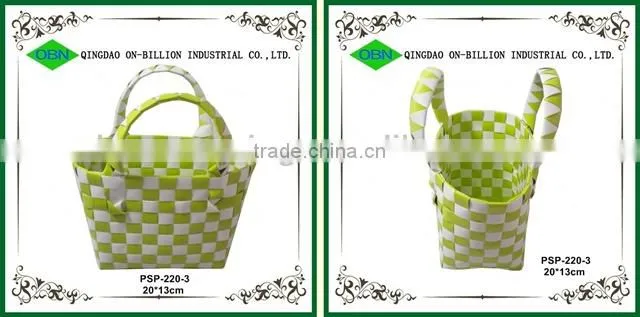Wholesale colorful handmade pp strap woven children bag basket for kids