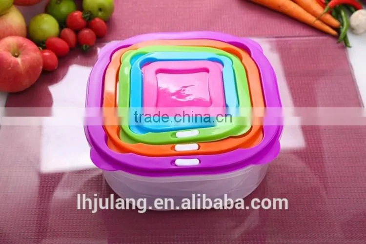BPA-Free stackable plastic food storage container set with lid/5pcs plastic food storage container set